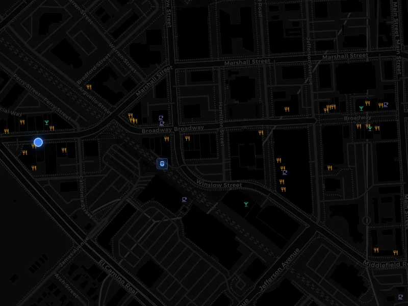 Map of downtown Redwood City, CA